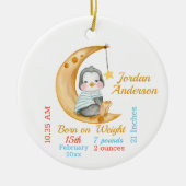 Cute Penguin Half Moon Baby Stats Keramisch Ornament (Voorkant)