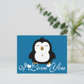 Cute Penguin Ik hou van je Briefkaart (Staand voorkant)