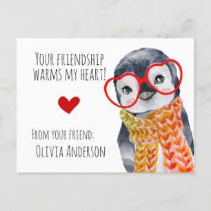 Cute Penguin in Glasses Kinder Vrienden Valentijns Briefkaart