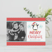 Cute Penguin Joyeux Carte photo de Noël (Debout devant)