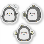 Cute Penguin Kawaii Sticker Set (Voorkant)