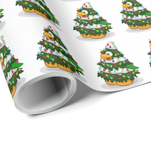 Cute Penguin-kerstbomen Cadeaupapier (Rol Hoek)