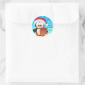 Cute Penguin-kerstcadeau-Sticker Ronde Sticker (Tas)