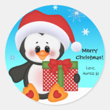 Cute Penguin-kerstcadeau-Sticker