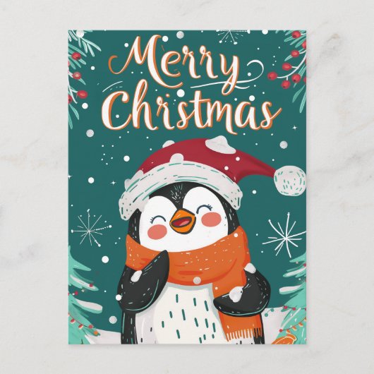 Cute Penguin Kerstmis Briefkaart (Voorkant)