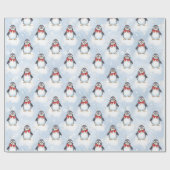 Cute Penguin Kerstmis Cadeaupapier (Vlak)
