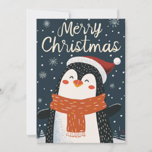 Cute Penguin Kerstmis Feestdagenkaart