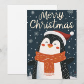 Cute Penguin Kerstmis Feestdagenkaart (Voorkant / Achterkant)