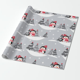 Cute Penguin-kerstpatroon Cadeaupapier