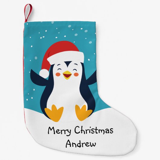 Cute Penguin kerststaart Stocking Kleine Kerstsok (Voorkant)