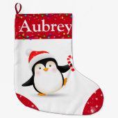 Cute Penguin Kinder kerststop Grote Kerstsok (Voorkant)