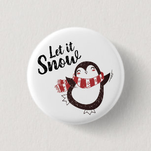 Cute Penguin laat het met Kerstmis sneeuwen Ronde Button 3,2 Cm