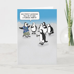 Cute Penguin Let's Party Invitation Kaart
