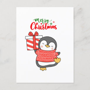 Cute Penguin Merry Kerstmis Feestdagenkaart