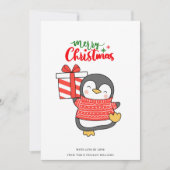 Cute Penguin Merry Kerstmis Feestdagenkaart (Voorkant)