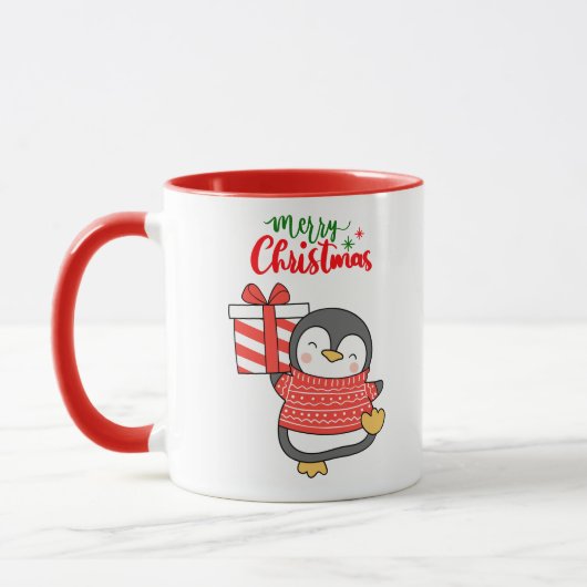 Cute Penguin Merry Kerstmis Mok (Links)