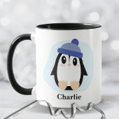 Cute Penguin met Blue Pet Kerstmis Mok