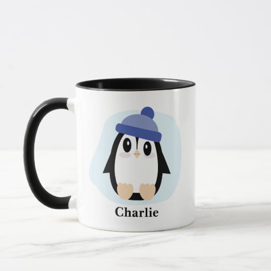 Cute Penguin met Blue Pet Kerstmis Mok (Links)