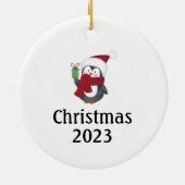 Cute Penguin met de naam keramisch Ornament (Achterkant)