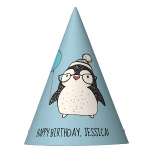 Cute Penguin met een ballon, speciaal gepersonalis Feesthoedjes