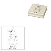 Cute Penguin met een Santa Hat Line Art Rubberstempel (Gestempeld)