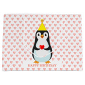 Cute Penguin met Heart Pattern Groot Cadeauzakje (Voorkant)