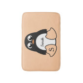 Cute Penguin met Jouw naam Badmat (Voorkant Verticaal)