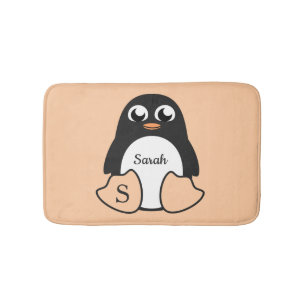 Cute Penguin met Jouw naam Badmat
