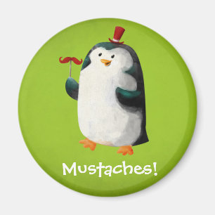 Cute Penguin met Mustaches Magneet