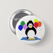 Cute Penguin met Party Balloons Ronde Button 5,7 Cm (Voorkant /achterkant)