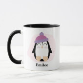 Cute Penguin met roze Paarse kerst met Pet Mok (Links)