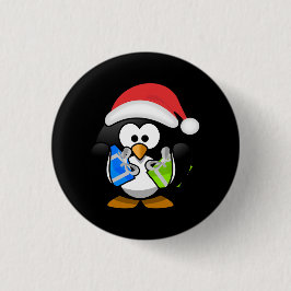 Cute Penguin met Santa Hat en kerstcadeaus Ronde Button 3,2 Cm