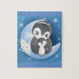 Cute Penguin Moeder en Baby Legpuzzel