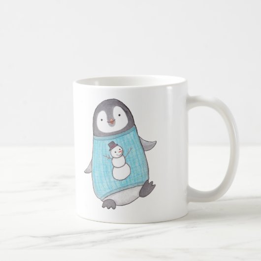 Cute Penguin Mok Funny Happy Penguin Snowman mok (Rechts)