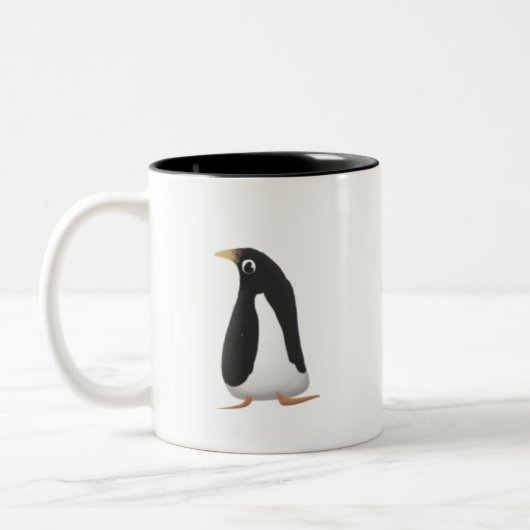 Cute Penguin Mug | Black Two-Tone Coffee Cup (Gauche)