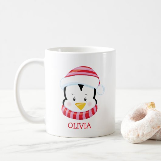 Cute Penguin Mug de Noël personnalisé (Avec donut)