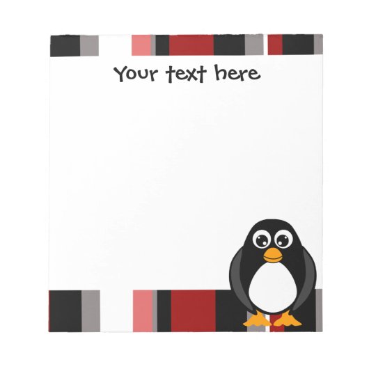 Cute Penguin Notitieblok - Rode streep (Voorkant)
