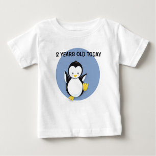 Cute Penguin on Blue Personalized Birthday Shirt