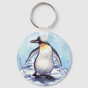 Cute Penguin on Blue Sleutelhanger