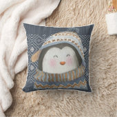 Cute Penguin on Cozy Winter Knit Pattern Kussen (Deken)