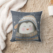 Cute Penguin on Cozy Winter Knit Pattern Kussen (Deken)