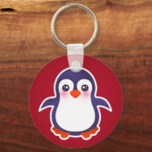 Cute Penguin on Red Background Illustration Sleutelhanger (Voorkant)