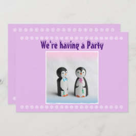 Cute Penguin Party Invitation Kaart