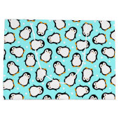 Cute penguin pattern turquoise pattern groot cadeauzakje (Achterkant)