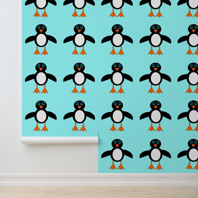 Cute Penguin Patterned Behang (Applicatie)