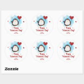 Cute Penguin Personalized Valentijnsdag Ronde Sticker (Vel)