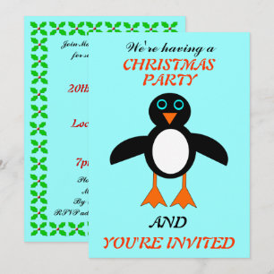 Cute Penguin Personnalisé Invitations de la fête d