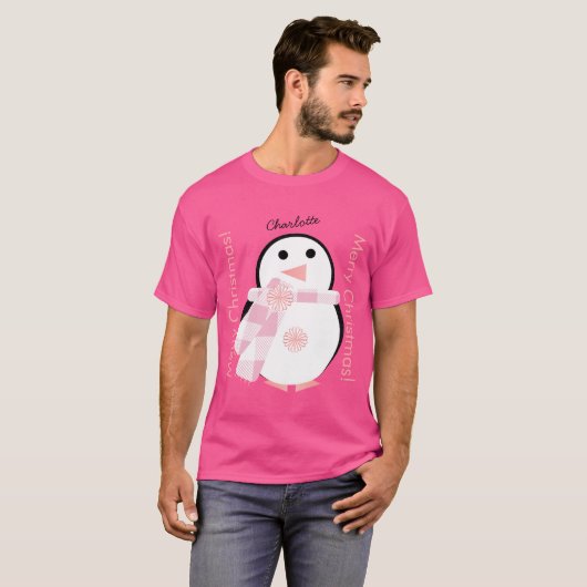Cute Penguin Persoonlijke Kerstmis T-shirt (Voorkant volledig)