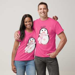 Cute Penguin Persoonlijke Kerstmis T-shirt