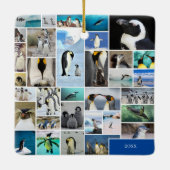 Cute Penguin Photo Collage Pattern Kerstmis Keramisch Ornament (Achterkant)